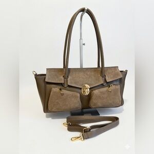 Made in Italy Taupe Women’s Structured Tote Handbag - Taupe